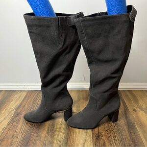 ALFANI Nessii Step 'N Flex Wide-Calf Knee High Dress Boots Sz 7 NWT Gray Leather